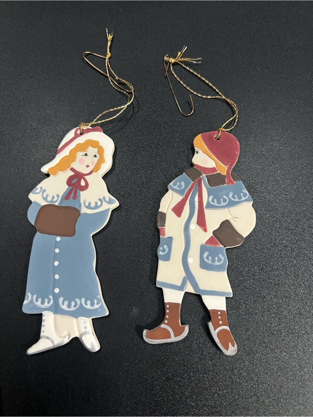 Vintage Tewksbury Handcrafted Winter Children Hanging Ornaments
